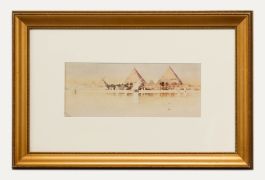 H.L. Pignon - Framed 1915 Watercolour, Pyramids on the Nile