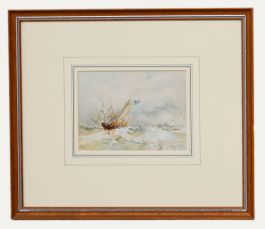 Framed Late 19th Century Watercolour - Dutch Ships in Choppy Waters