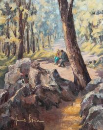 June Bevan (b.1927) - 20th Century Oil, A Forest Near Sheffield