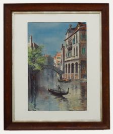 A. Vivian - Framed Late 19th Century Watercolour, Venetian Waterway with Gondola