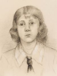 G. Querville - Early 20th Century Graphite Drawing, Portrait of a Girl