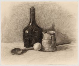 G. Querville - 1930 Graphite Drawing, Kitchenware with Egg