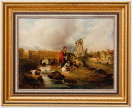 English School 19th Century Oil - Enjoying the River