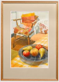 Robert Sawyers (1923-2002) - 20th Century Watercolour, Fruit on Gingham