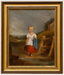 Fine English School 19th Century Oil - Portrait of a Girl Fetching Water
