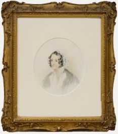 19th Century Watercolour - Lady in a Lace Bonnet