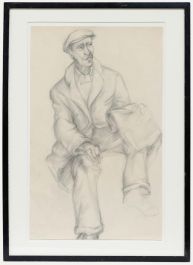 Early 20th Century Graphite Drawing - The Workman