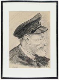 H.E. Foster - Early 20th Century Charcoal Drawing, Old Scott