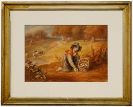 Framed Mid 19th Century Watercolour - The Young Forager