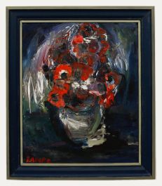 W. Lampl - Framed 20th Century Oil, Still Life of Flowers in a Vase