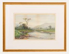 George Barker (1858-1911) - Framed Watercolour, Valley Landscape