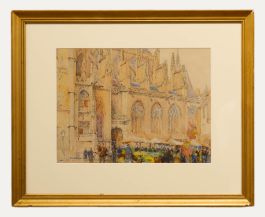 Sydney T. C. Weeks (1878-1945) - Watercolour, Crowds at the Cathedral Market 