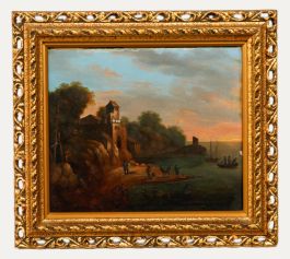Manner of John Rathbone  - Framed 19th Century Oil, Hauling in the Nets