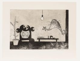 Jennifer Brown (1925-2008) - 1987 Etching, The Attack