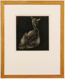 Framed Contemporary Aquatint - Mother Goat