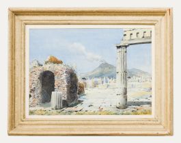 Blamire - Framed Mid 20th Century Watercolour, Smouldering Volcano