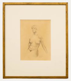 P. G. Blacker - 1961 Graphite Drawing, Half-length Study of the Female Body