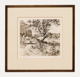 Harold Wilfred Sayer RE RWA (1913-1993) - Framed Etching, The Beekeeper