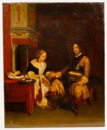 After Gerard ter Borch (1617-1681) - 19th Century Oil, A Gallant Soldier
