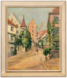 Erich Krause (1886-1954) - German School 1942 Oil, A Street in Meersburg