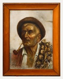 Raffaele Frigerio (1875-1948) - Early 20th Century Oil, The Garlic Picker