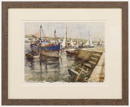 Henri Milock (French 1898-1979) - Mid 20th Century Watercolour, Coastal Harbour