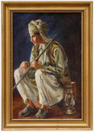 M. Henderson  - Early 20th Century Oil, Resting Guard