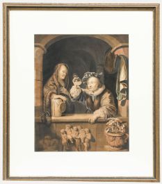 Manner of Gerrit Dou (1613-1675) - Framed Watercolour, A Doctor's Visit