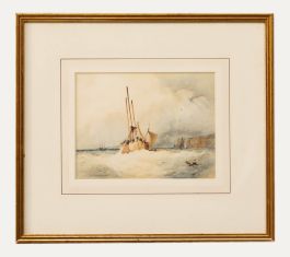Edmund Marks - Framed 19th Century Watercolour, Shipping Off the South Coast
