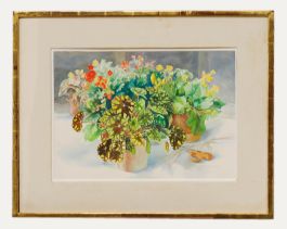 Catherine Dean (1905-1983) - Framed 20th Century Watercolour, Potted Begonia