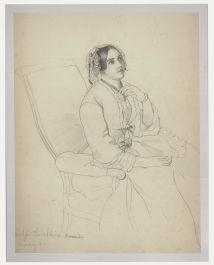 Charlotte Berlichingen - 1851 Graphite Drawing, Lady with Lace Bonnet