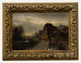 Wilhelm Ritter (1860-1948) - German School Oil, At The Village Well