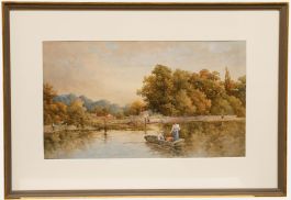 Stephen J. Bowers (fl. 1874-1892) - Watercolour, Punting on the Thames