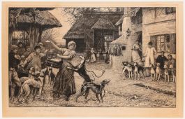 Robert Walker Macbeth RA (1848-1910) - 1903 Etching, Lady & the Lurchers