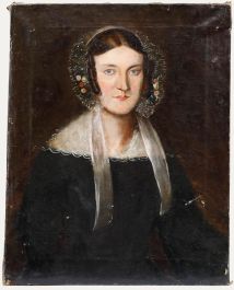 19th Century Oil - Lady In Mourning Clothes