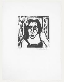 Marion Kallauka (b.1949) - 1989 Woodcut, Lady with Flower