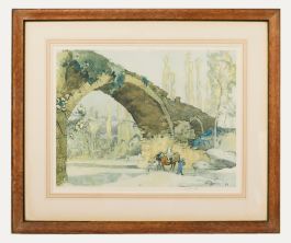 Sir Frank Brangwyn RA (1867-1956) - Framed Lithograph, Molino Bridge, Assisi