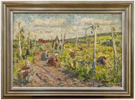 Alexander Andreyevich Lopadkin (1922-1996) - 1994 Oil, Working The Fields