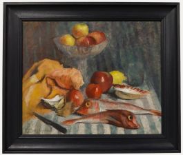 Cecile Hertz-Eyrolles (1875-1974) - Mid 20th Century Oil, Fruit and Fish