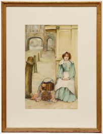 Lewis Nathaniel Nottage - 1902 Watercolour, The Ribbon Seller