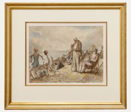 Harold Hope Read (1881-1959) - Framed  Watercolour, Crowds on the Beach