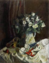 George Weissbort (1928-2013) - 20th Century Oil, A Jug of White Roses