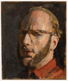 George Weissbort (1928-2013) - Oil, Contemplative Self Portrait in Red 