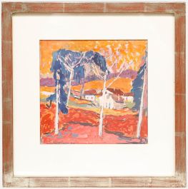 Fritz Brunner (1908-1996) - Framed 1980 Gouache, The Village in Summer