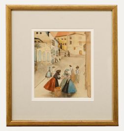 Early 20th Century Watercolour - Continental Street