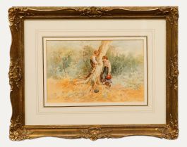 Attrib. Frederick George Reynolds (1828-1932 - Watercolour, Tree Climbing 