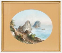 Emmanuel Meuris (1894-1969)  - Early 20th Century Gouache, Faraglioni, Italy