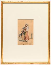 Léopold De Moulignon (1821-1897) - 1879 Watercolour, Peasant Family