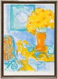 Andrea Tana (b.1942) - Framed 20th Century Lithograph, Still Life of Daffodils