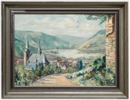 Mid 20th Century Oil - Village in a Valley